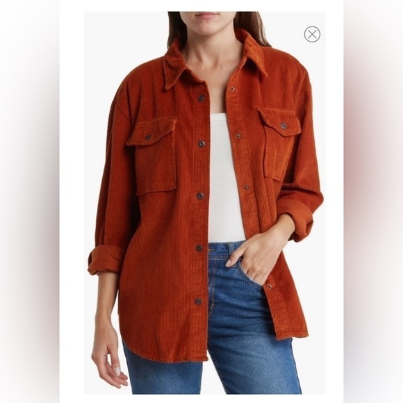 Kensie Tops - Kensie Cotton Corduroy Shirt Jacket in Gingerbisc Womens M